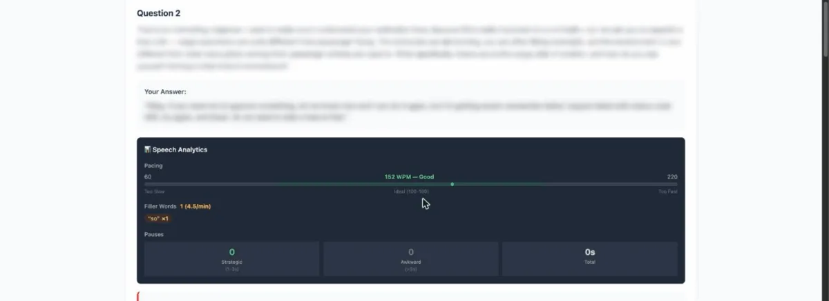 Blaze analytics: answer scoring and speech metrics